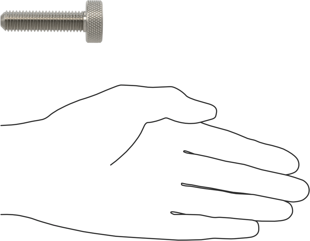 Tırtıllı Başlı Parmak Vidası, Yarık, Paslanmaz Çelik Düşük Profilli, 1/2"-13 Diş, 2" Uzunluk