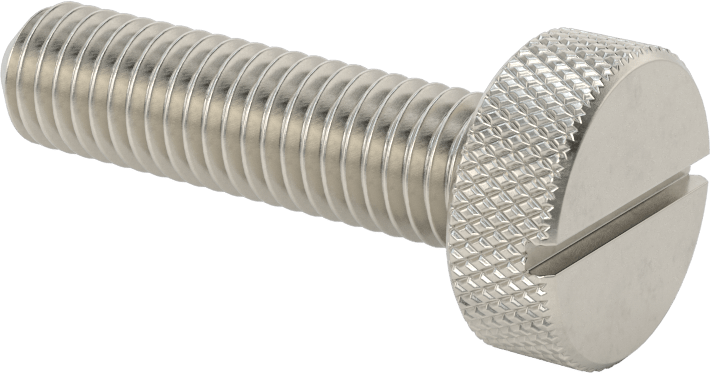 Tırtıllı Başlı Parmak Vidası, Yarık, Paslanmaz Çelik Düşük Profilli, 1/2"-13 Diş, 2" Uzunluk