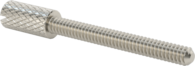 Tırtıllı Başlı Parmak Vidası, Yarık, Dar, 4-40 Diş Boyutu, 1" Uzunluk, 3/16“ x 3/8” Başlık