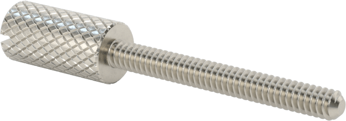 Tırtıllı Başlı Parmak Vidası, Yarık, Dar, 4-40 Diş Boyutu, 1" Uzunluk, 1/4“ x 1/2” Baş