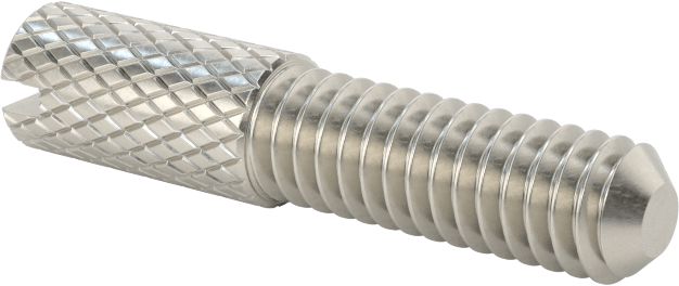 Tırtıllı Başlı Parmak Vidası, Yarık, Dar, 8-32 Diş Boyutu, 1/2" Uzunluk