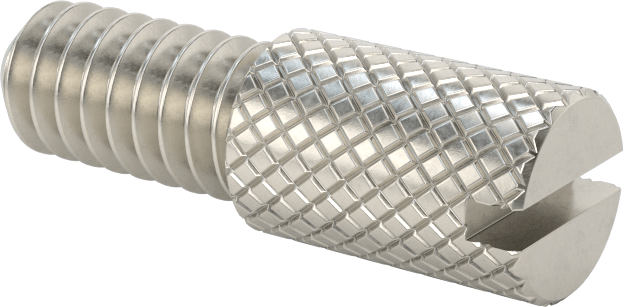 Tırtıllı Başlı Parmak Vidası, Yarık, Dar, 1/4"-20 Diş Boyutu, 1/2" Uzunluk
