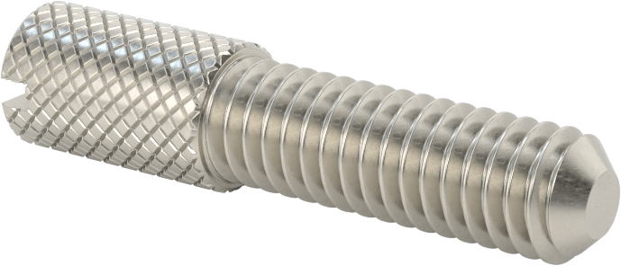 Tırtıllı Başlı Parmak Vidası, Yarık, Dar, 5/16"-18 Diş Boyutu, 1" Uzunluk