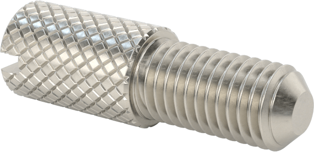 Tırtıllı Başlı Parmak Vidası, Yarık, Dar, 1/4"-28 Diş Boyutu, 1/2" Uzunluk