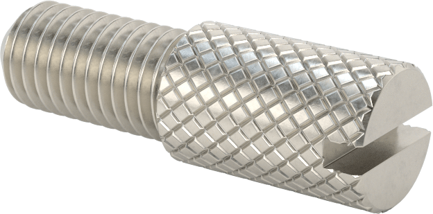 Tırtıllı Başlı Parmak Vidası, Yarık, Dar, 1/4"-28 Diş Boyutu, 1/2" Uzunluk