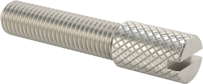 Tırtıllı Başlı Parmak Vidası, Yarık, Dar, 1/4"-28 Diş Boyutu, 1" Uzunluk