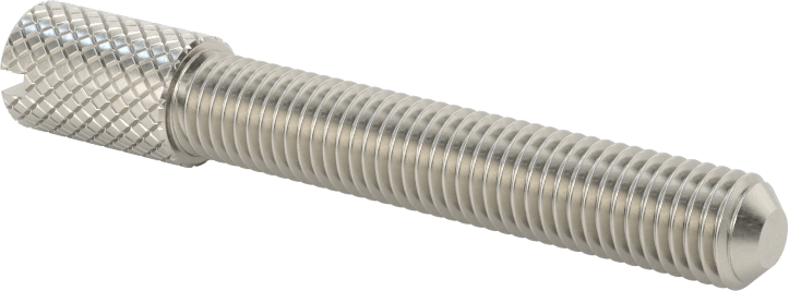 Tırtıllı Başlı Parmak Vidası, Yarık, Dar, 1/4"-28 Diş Boyutu, 1-1/2" Uzunluk