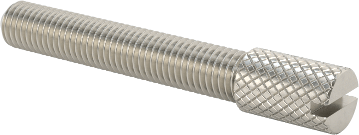 Tırtıllı Başlı Parmak Vidası, Yarık, Dar, 1/4"-28 Diş Boyutu, 1-1/2" Uzunluk