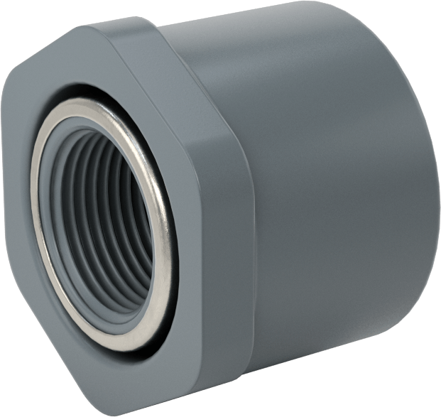 Su için Yaka ile Kalın Cidarlı PVC Boru Bağlantı Parçası, Burç Adaptörü, 1-1/2 Soket Erkek x 3/4 NPT Dişi