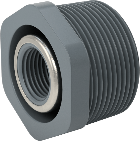 Su için Yaka ile Kalın Cidarlı PVC Boru Bağlantı Parçası, Burç Adaptörü, 1-1/2 NPT Erkek x 1/2 NPT Dişi