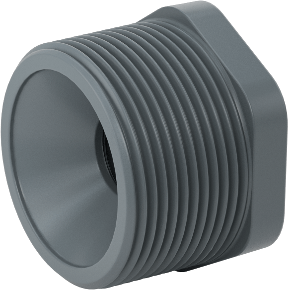 Su için Yaka ile Kalın Cidarlı PVC Boru Bağlantı Parçası, Burç Adaptörü, 1-1/2 NPT Erkek x 1/2 NPT Dişi
