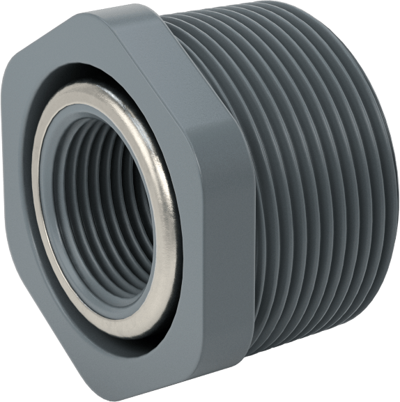Su için Yaka ile Kalın Cidarlı PVC Boru Bağlantı Parçası, Burç Adaptörü, 1-1/2 NPT Erkek x 3/4 NPT Dişi