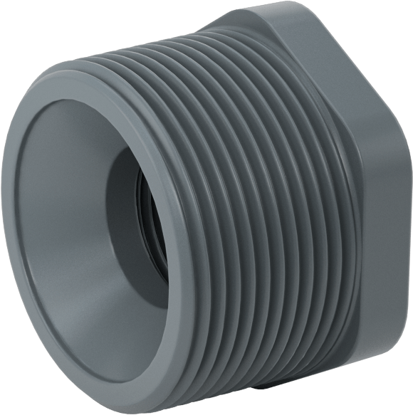 Su için Yaka ile Kalın Cidarlı PVC Boru Bağlantı Parçası, Burç Adaptörü, 1-1/2 NPT Erkek x 3/4 NPT Dişi