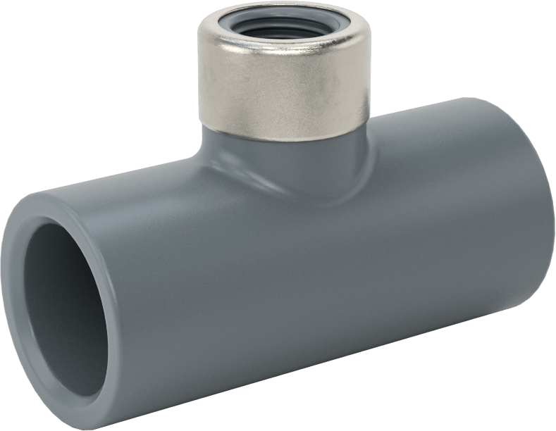Su için Yaka ile Kalın Cidarlı PVC Boru Bağlantı Parçası, Hat Üstü T Redüktör, 1/2 Soket Dişi x 1/4 NPT Dişi