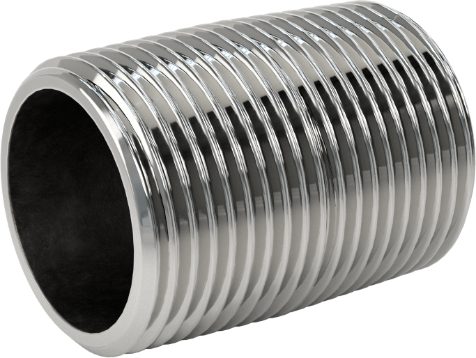 Standart Cidarlı Krom Kaplı Pirinç Dişli Boru Rakorı, Tam Dişli, 3/4 NPT, 1-3/8" Uzunluk