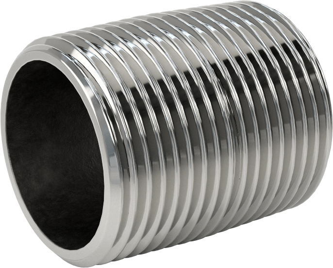 Standart Cidarlı Krom Kaplı Pirinç Dişli Boru Rakorı, Tam Dişli, 1 NPT, 1-1/2" Uzunluk