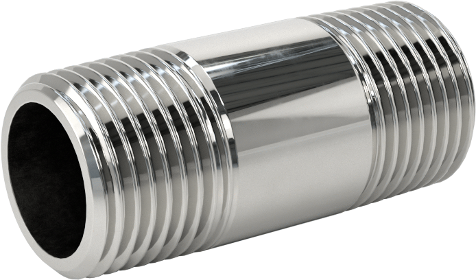Standart Cidarlı Krom Kaplı Pirinç Dişli Boru Rakorı, Her İki Ucu Dişli, 3/8 NPT, 1-1/2" Uzunluk