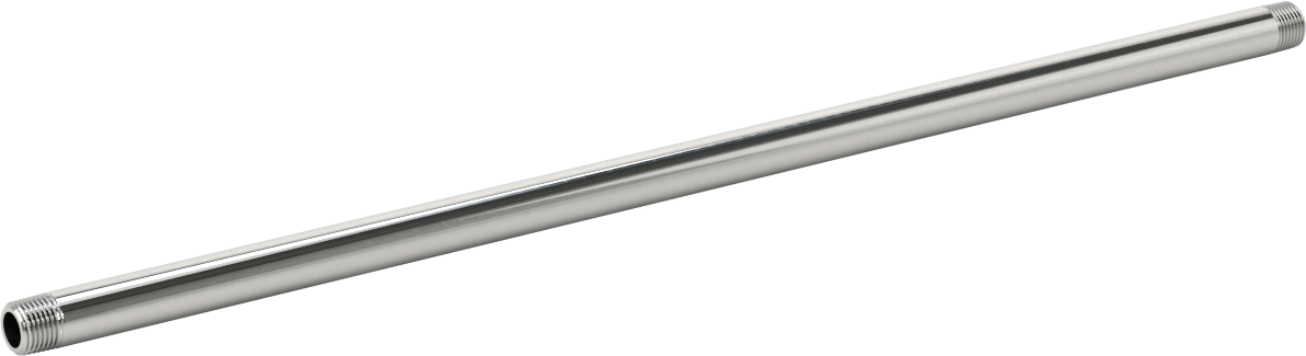 Standart Cidarlı Krom Kaplı Pirinç Dişli Boru Rakorı, Her İki Ucu Dişli, 1/8 NPT, 12" Uzunluk