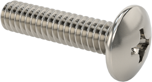 18-8 Paslanmaz Çelik Bombe Başlı Phillips Vida, 2-56 Diş Boyutu, 3/8" Uzunluk