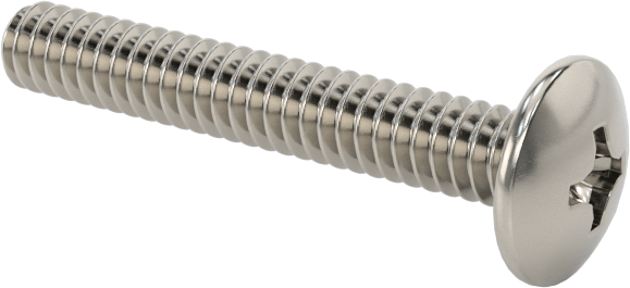 18-8 Paslanmaz Çelik Bombe Başlı Phillips Vida, 4-40 Diş Boyutu, 3/4" Uzunluk