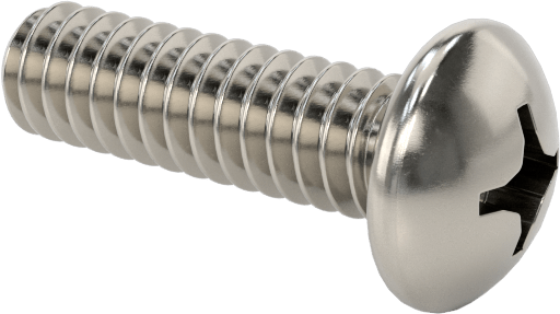 Pasifleştirilmiş 18-8 Paslanmaz Çelik Silindir Başlı Phillips Vida, 1-64 Diş, 1/4" Uzunluk