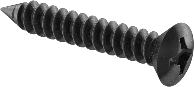 Sac Metal için Oval Başlı Vidalar, Siyah Oksit Çelik, Numara 6 Boyut, 7/8" Uzunluk