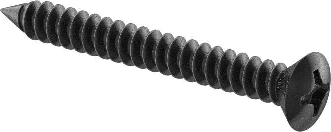 Sac Metal için Oval Başlı Vidalar, Siyah Oksit Çelik, Numara 6 Boyut, 1-1/4" Uzunluk