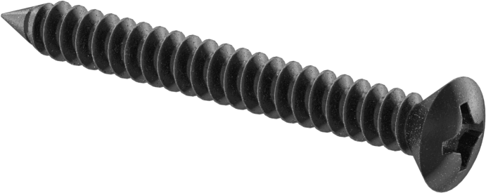 Sac Metal için Oval Başlı Vidalar, Siyah Oksit Çelik, Numara 8 Boyut, 1-1/2" Uzunluk