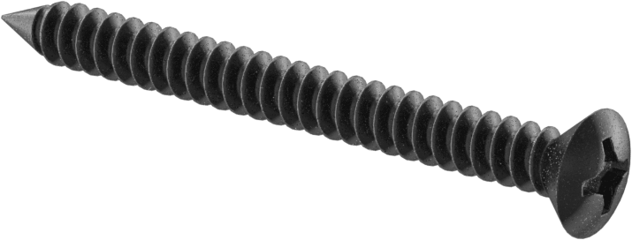 Sac Metal için Oval Başlı Vidalar, Siyah Oksit Çelik, Numara 8 Boyut, 1-3/4" Uzunluk