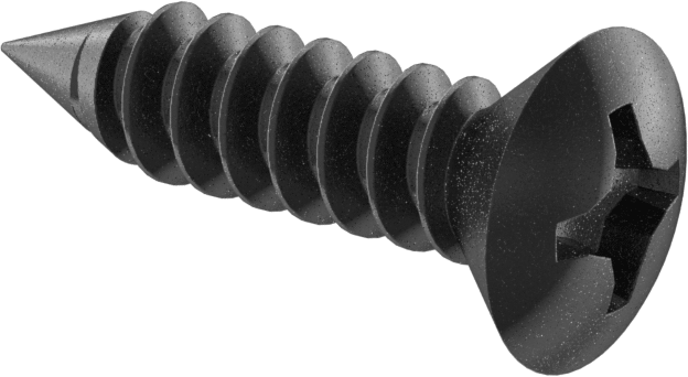 Sac Metal için Oval Başlı Vidalar, Siyah Oksit Çelik, 10 Numaralı Boyut, 3/4" Uzunluk, 0,362" Baş Çapı