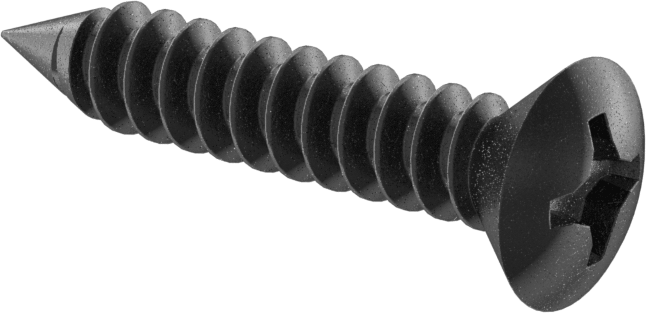 Sac Metal için Oval Başlı Vidalar, Siyah Oksit Çelik, 10 Numaralı Boyut, 1" Uzunluk, 0,362" Baş Çapı