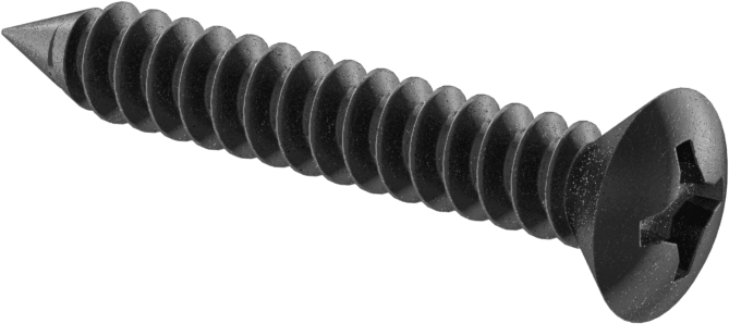 Sac Metal için Oval Başlı Vidalar, Siyah Oksit Çelik, 10 Numaralı Boyut, 1-1/4" Uzunluk