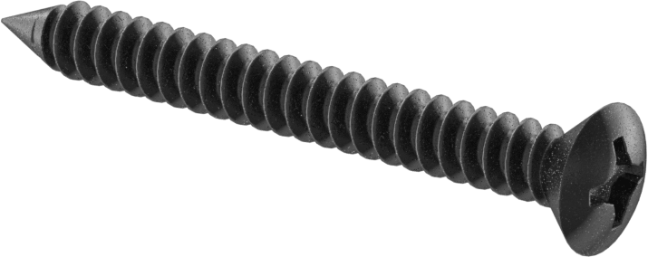 Sac Metal için Oval Başlı Vidalar, Siyah Oksit Çelik, 10 Numaralı Boyut, 1-3/4" Uzunluk