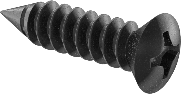 Sac Metal için Oval Başlı Vidalar, Siyah Oksit Çelik, 10 Numaralı Boyut, 3/4" Uzunluk, 0,312" Başlık Çapı