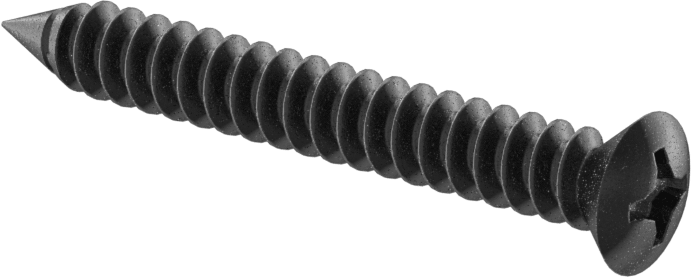 Sac Metal için Oval Başlı Vidalar, Siyah Oksit Çelik, 10 Numaralı Boyut, 1-1/2" Uzunluk, 0,312" Başlık Çapı