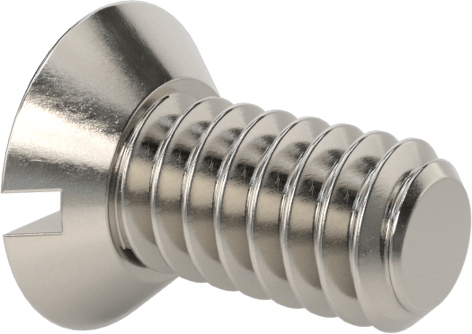 18-8 Paslanmaz Çelik Oluklu Düz Başlı Vida, 0-80 Diş Boyutu, 1/8" Uzunluk