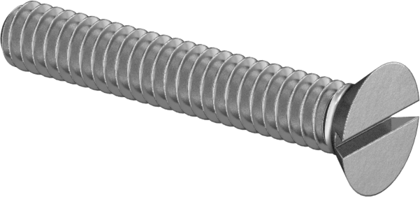 18-8 Paslanmaz Çelik Oluklu Düz Başlı Vida, 0-80 Diş Boyutu, 3/8" Uzunluk