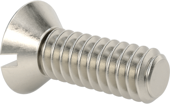 18-8 Paslanmaz Çelik Oluklu Düz Başlı Vida, 2-56 Diş, 1/4" Uzunluk