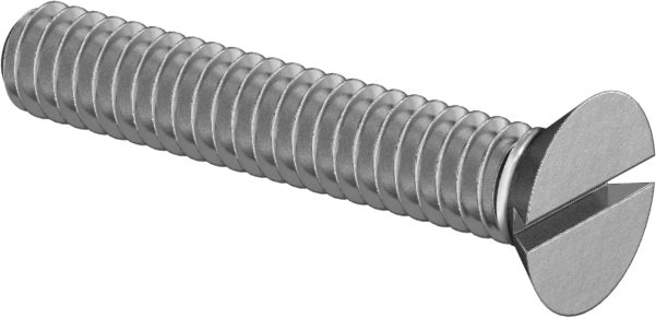 18-8 Paslanmaz Çelik Oluklu Düz Başlı Vida, 2-56 Diş Boyutu, 1/2" Uzunluk