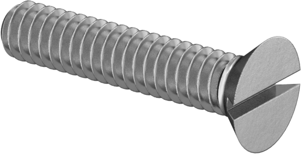 18-8 Paslanmaz Çelik Oluklu Düz Başlı Vida, 3-48 Diş Boyutu, 1/2" Uzunluk