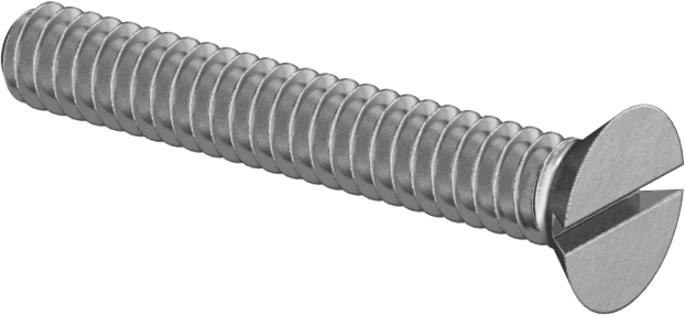 18-8 Paslanmaz Çelik Oluklu Düz Başlı Vida, 4-40 Diş Boyutu, 3/4" Uzunluk