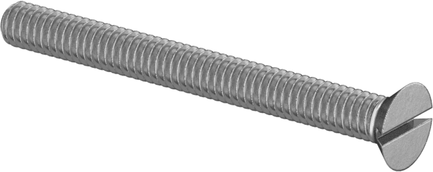 18-8 Paslanmaz Çelik Oluklu Düz Başlı Vida, 1-72 Diş Boyutu, 3/4" Uzunluk