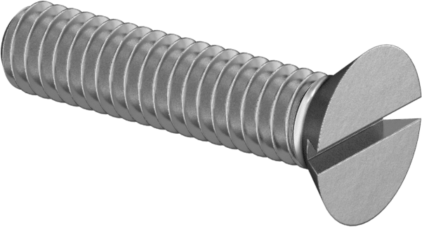 18-8 Paslanmaz Çelik Oluklu Düz Başlı Vida, 4-48 Diş Boyutu, 1/2" Uzunluk