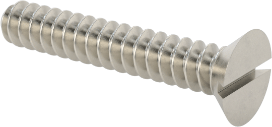 18-8 Paslanmaz Çelik Oluklu Düz Başlı Vida, 0000-160 Diş Boyutu, 1/8" Uzunluk