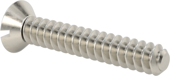 18-8 Paslanmaz Çelik Oluklu Düz Başlı Vida, 0000-160 Diş Boyutu, 1/8" Uzunluk