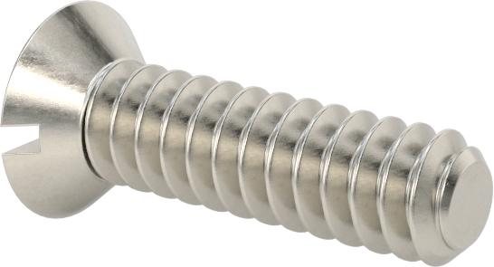 18-8 Paslanmaz Çelik Oluklu Düz Başlı Vida, 000-120 Diş Boyutu, 1/8" Uzunluk