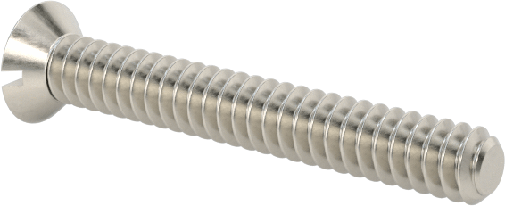 18-8 Paslanmaz Çelik Oluklu Düz Başlı Vida, 000-120 Diş Boyutu, 1/4" Uzunluk