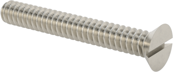 18-8 Paslanmaz Çelik Oluklu Düz Başlı Vida, 000-120 Diş Boyutu, 1/4" Uzunluk