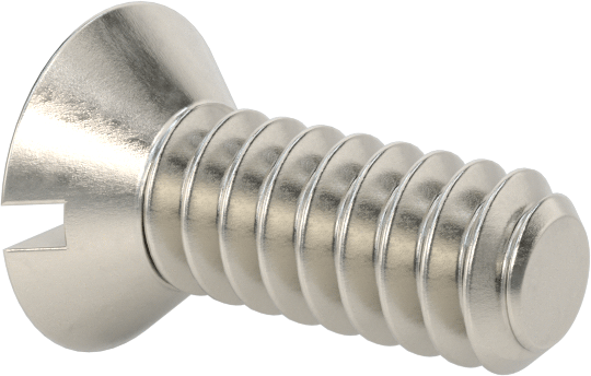 18-8 Paslanmaz Çelik Oluklu Düz Başlı Vida, 00-90 Diş Boyutu, 1/8" Uzunluk