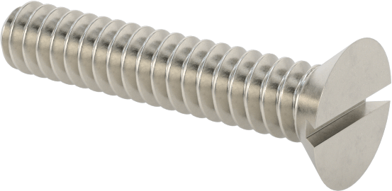 18-8 Paslanmaz Çelik Oluklu Düz Başlı Vida, 00-90 Diş Boyutu, 1/4" Uzunluk